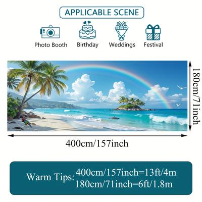 TEMU 2d Door Banner, 1pc 2d Flat Printing Tropical Beach Scene Garage Door Banner, Vibrant And , Ideal For Brightening Up Your Garage Door For Parties Party Banners, 2d Flat Image