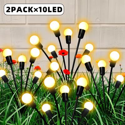 TEMU 2pcs, Solar Firefly Smart Light, 20/12 Leds, Intelligent Light Sensor, Solar Powered,, Brightness For Over , Flashing Garden Light, Add Fun To Your Yard, Party, Lawn, Christmas, Pathway Image