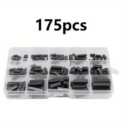 TEMU 175pcs Stainless Steel 3mm 4mm 5mm 6mm Round Ended Feather Key With 15 Size, Professional Parallel Drive Shaft Keys Set Key Stock Assortment For Fasteners Mechanical Image