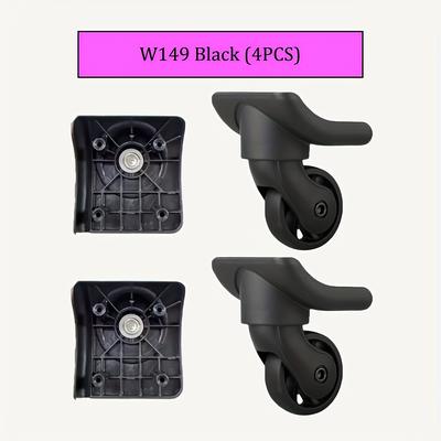 TEMU 4pcs Durable Replacement Luggage Wheels - Reinforced Silent Casters For Suitcases, Black Plastic, , Wear-resistant, Travel Essentials|vintage Style|durable Plasti Image