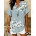 Camicia Boho Donna Grafica Floreale Bohemia Attiva Vintage Maniche Corte Regolari Quotidiane Vacanze In Spiaggia Rossa Blu Viola Beige Estate Primavera