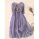 Per donna Abito Midi Abito a trapezio Abito aderente e svasato Casual Quotidiano Data Vestibilità regolare Floreale Grafico Mezza Manica Colletto a Camicia Blu Viola Kaki Estate Primavera