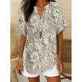Camicia Boho Donna Grafica Floreale Bohemia Attiva Vintage Maniche Corte Regolari Quotidiane Vacanze In Spiaggia Rossa Blu Viola Beige Estate Primavera