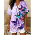 Cammicia Boho da donna Grafica Floreale Elegante Bohemia Tropicale Manica Corto Regolari Top Quotidiani Vacanza Mare Blu Viola Verde Estate Primavera