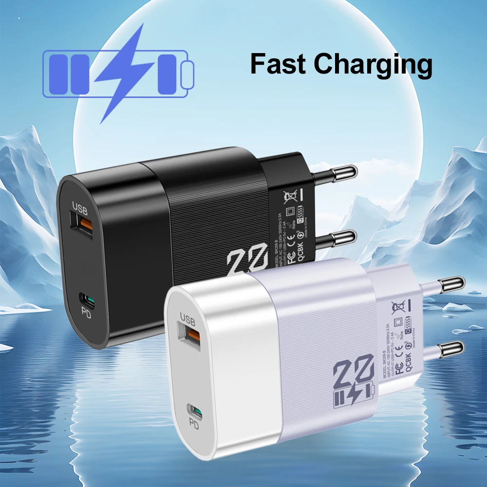 USB C 2Ports Telefon Ladegerät PD Typ-C Aufladen für IPhone15 /15 Pro Samsung Huawei Xiaomi Image