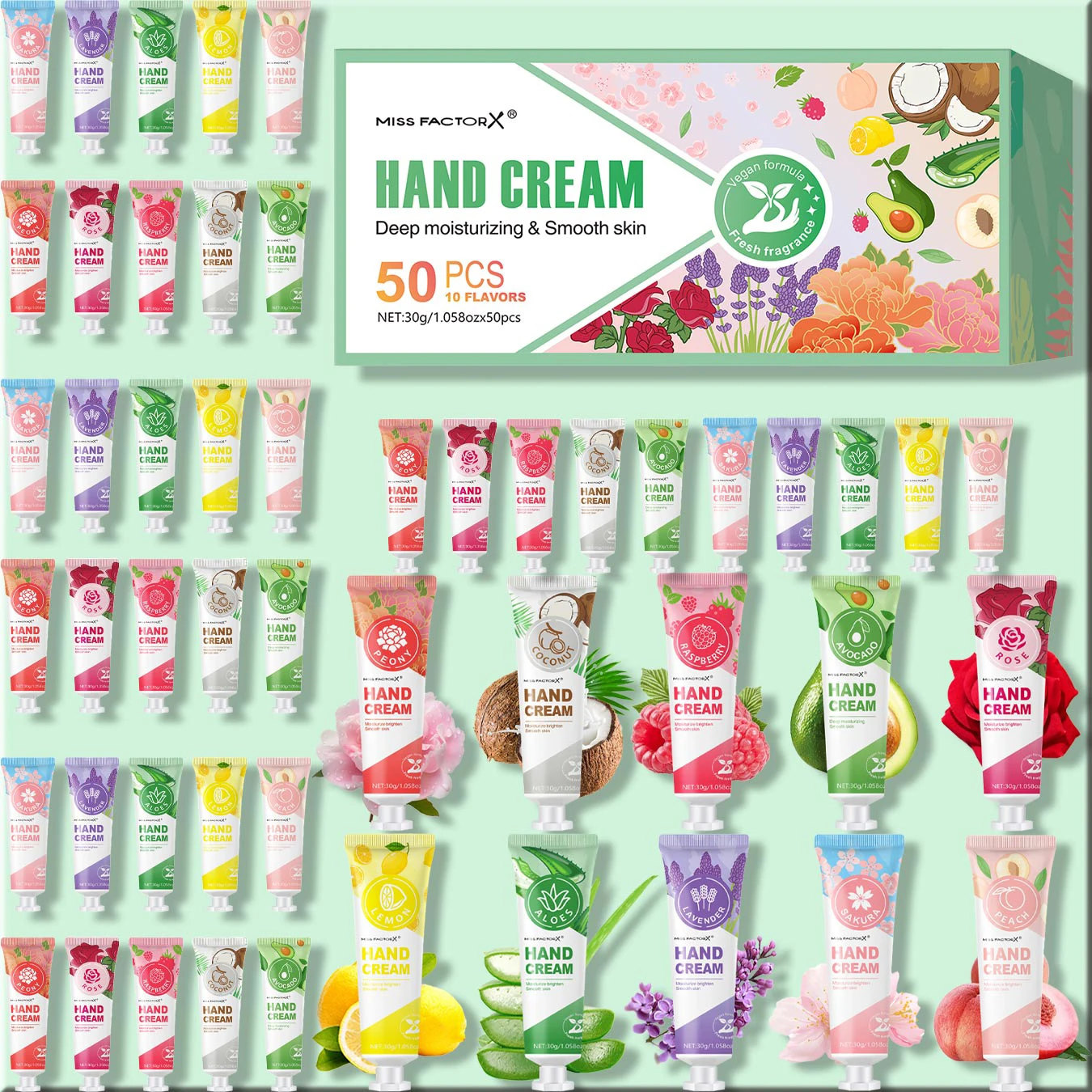 50 Stück/Karton Handcreme mit 10 Duften – feuchtigkeitsspendend, tragbar und kompakt, Premium-Geschenkset für Party- und Sammelverteilung Image