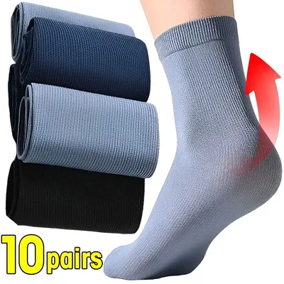 New10pairs Men Ice Silk Socks Summer Spring Ultra-thin Socks Solid Business Socks Breathable Soft Socks Ankle Bamboo Fiber Socks
