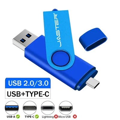 Typ-C USB 3.0 High-Speed-Flash-Laufwerk 2 IN 1 360 ° Frei drehen Sie den Stift, 128 GB/64 GB/32 GB/16 GB, kompatible Multiformat-U-Disk Image