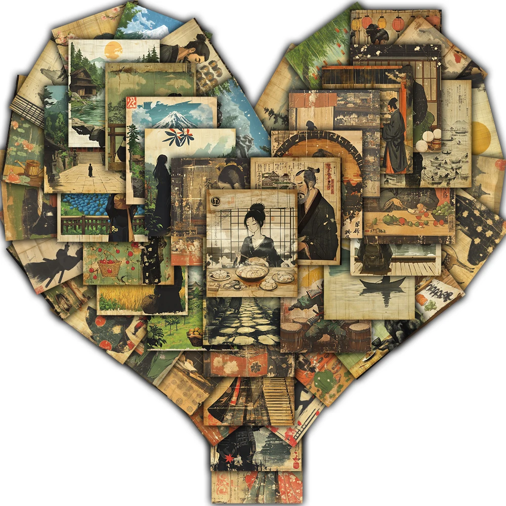 50PCS Ukiyo-e holzschnitt porträt Aufkleber Japan Notebooks Scrapbooking Schreibwaren Collage Foto Rahmen Telefon Geschenke Betrachtung Aufkleber Image