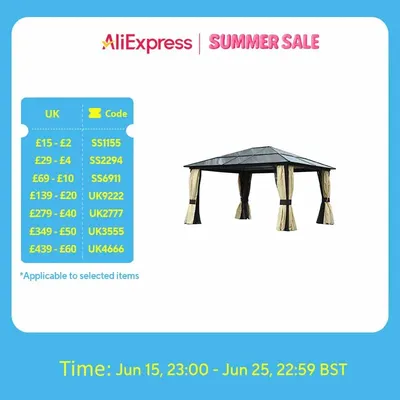Outsunny 3.6 x 4m Hardtop Gazebo Canopy with Polycarbonate Roof and Aluminium Frame, Garden Pavilion with Netting and Curtains