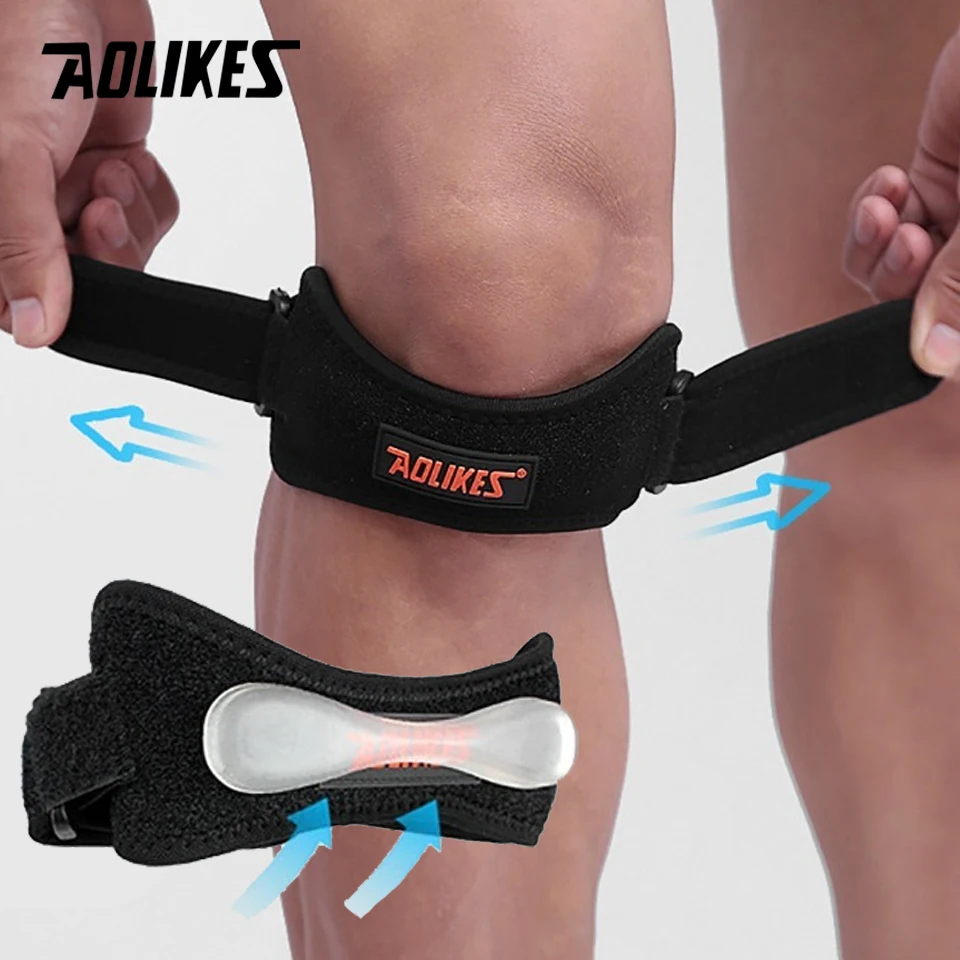 AOLIKES 1PCS Sport Patella Brace Verstellbaren Riemen EVA Knieschoner Knie Unterstützung Pad Schutz Getriebe Basketball Volleyball Schutz Image