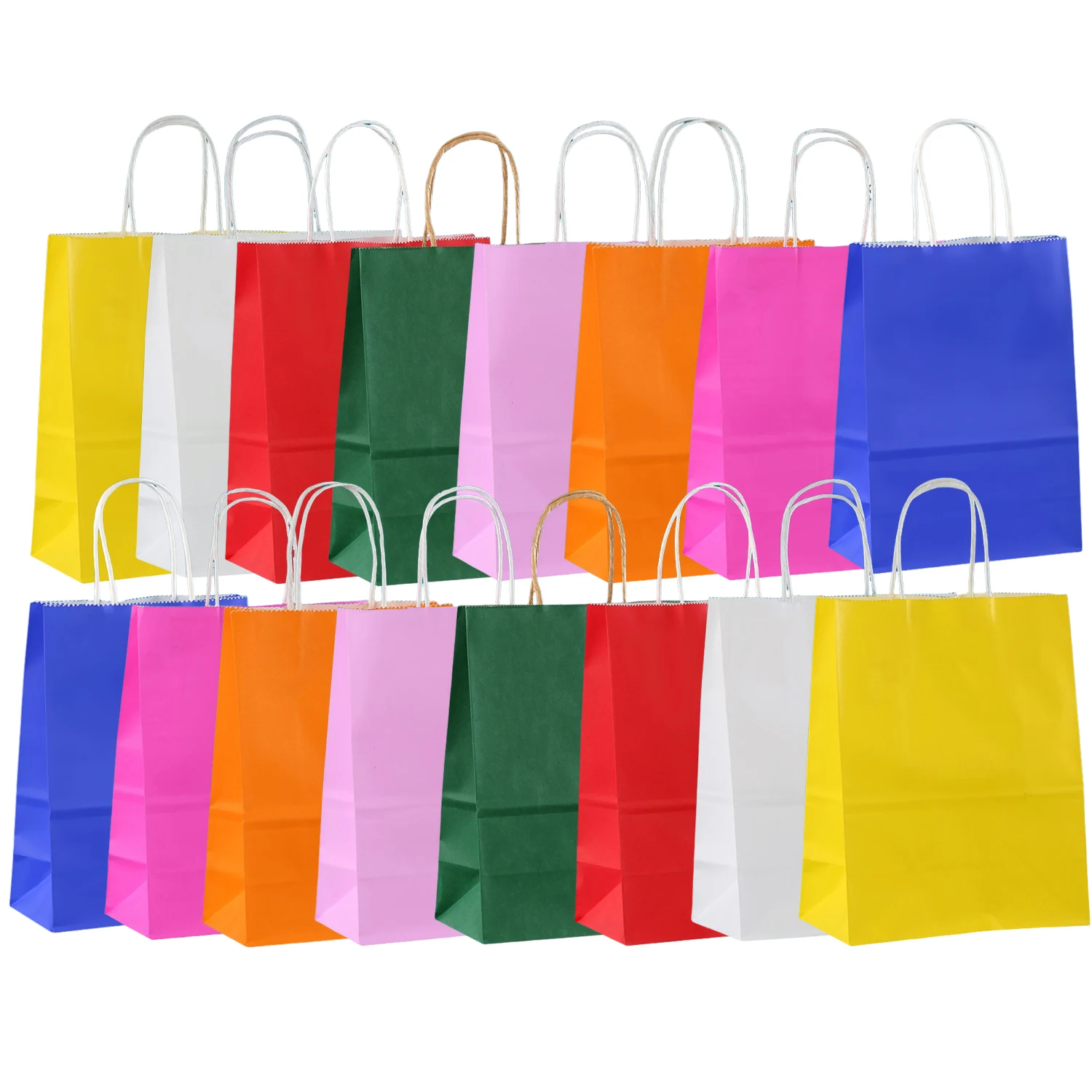 10/16 Stück Regenbogen-Goodie-Beutel, kleine Geschenktüten mit Griff, recycelbare Goodie-Beutel für Partygeschenke, Geburtstage und Feiern Image