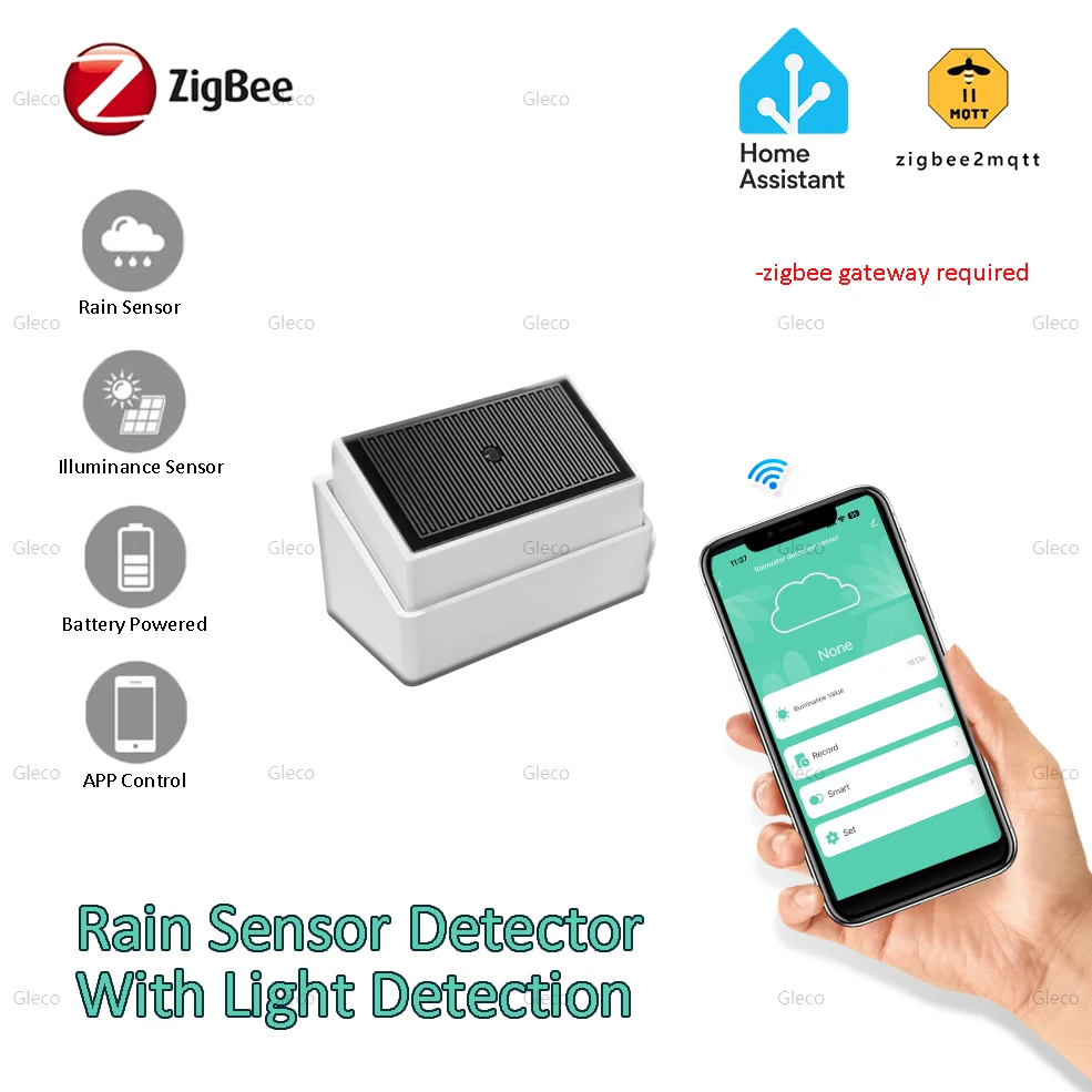 Zigbee Regen Sensor Detektor Mit Helligkeit Erkennung Hause Automatische bewässerung Smart Life Control Sicherheit Schutz Für Tuya Image