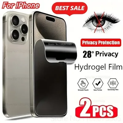 2 Stück Full Cover Anti-Spy Hydrogel Film für IPhone 15 16 Promax/14 Plus Privacy Screen Protector
