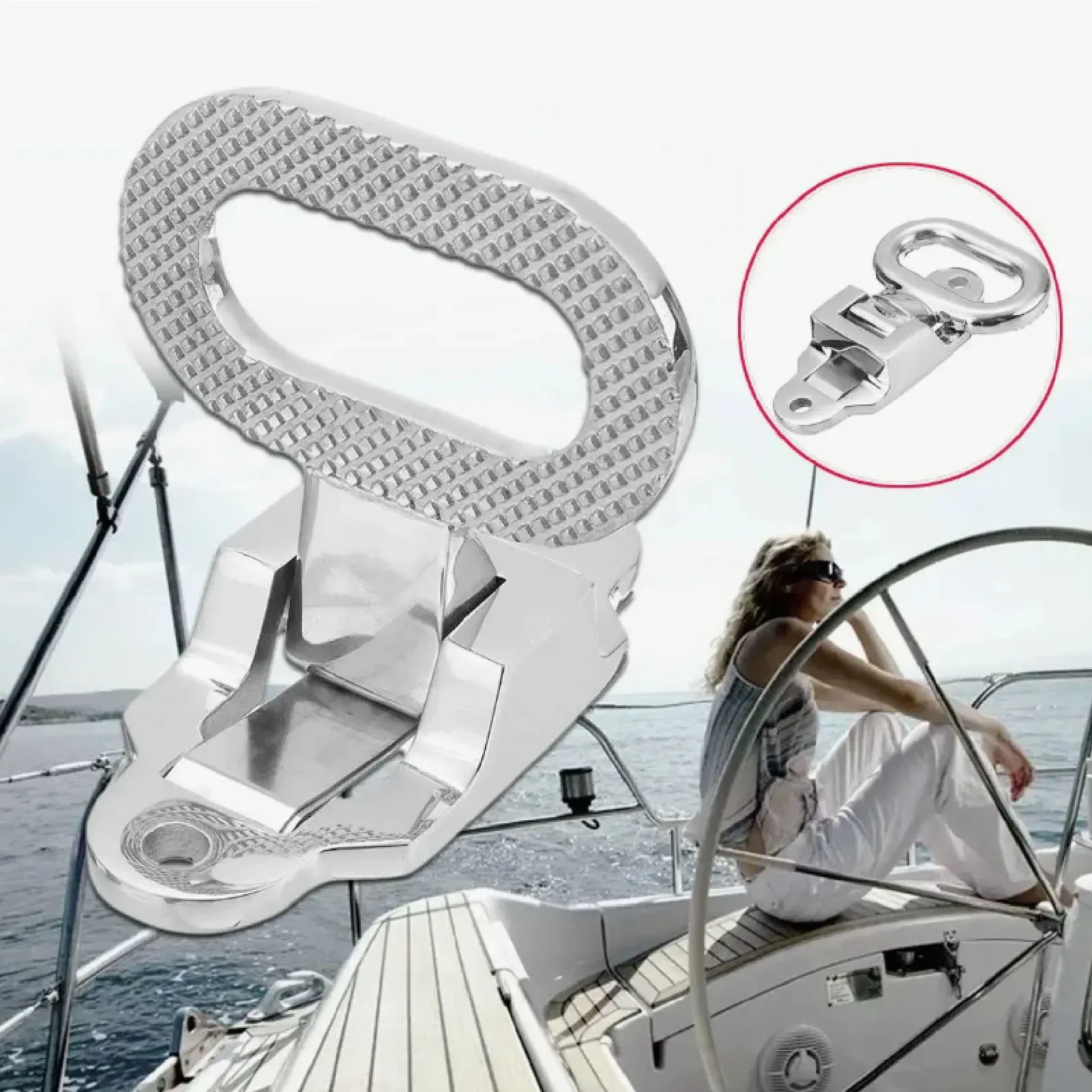 Marine-Klappmast, Stufe 316, Edelstahl, hochglanzpoliert, rutschfest, universell passend für Boot, Wohnmobil, LKW, Yacht Image