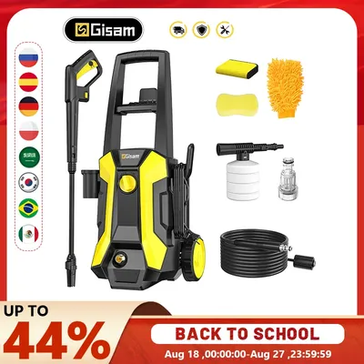 Gisam 2200W 180Bar Electric High Pressure Washer Car Washer Gun Garden Washing Water Wash Spray Gun 180° Adjustable Nozzle