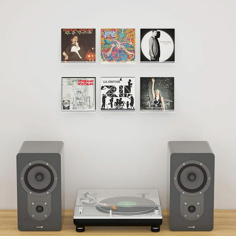 4 stücke Acryl Dekorative Lagerung Rack Rekord Wand Regal Wand Halterung DVD CD Display-ständer Schallplatte Regal Für Bild alben Hom