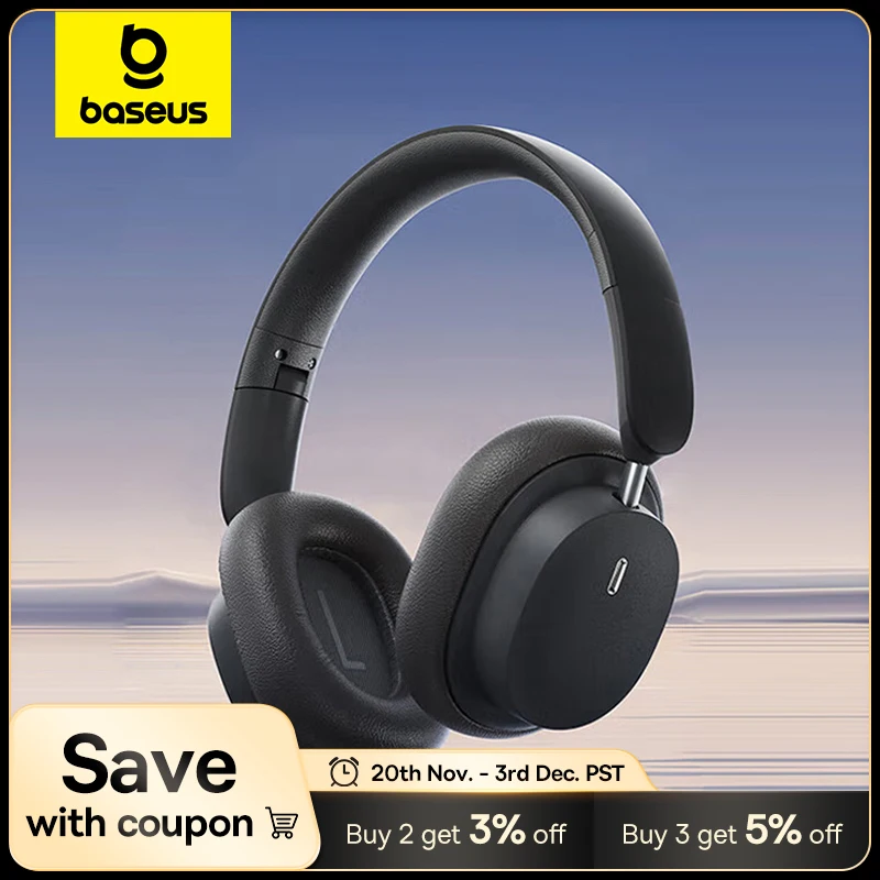 Baseus Drahtlose Kopfhörer Bluetooth 5.3 HIFI Level Kopfhörer 40mm Treiber Faltbare Over-Ear-Headsets 70H Spielzeit Spatial Audio Image