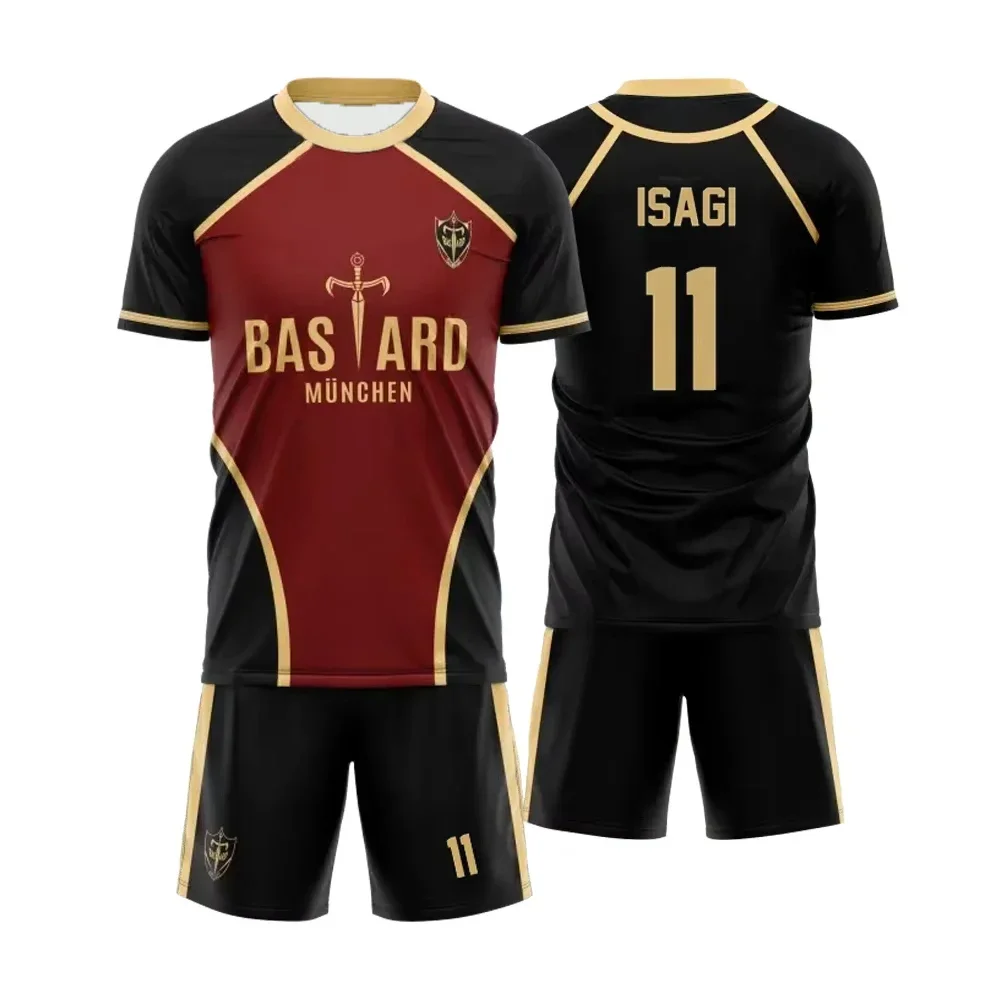 Blue Lock Anime hommes costumes Futsal Vl Replika Bastard Munich maillot à manches courtes ensemble Short et haut hommes femmes décontracté sport t-shirt