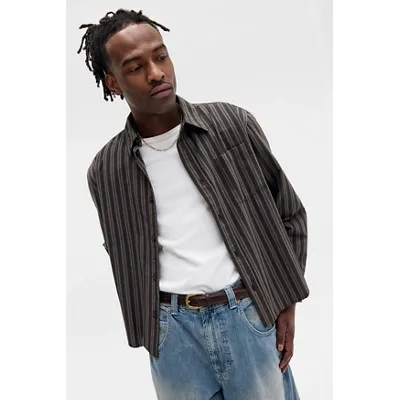 Loom Brown Stripe Shirt - Brown L at Urban Outfitters