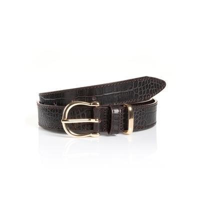 Synthetikgürtel MONTI "CREMONA", Damen, Gr. 95, braun (dunkelbraun), Materialmix, unifarben, casual, Gürtel, in edler Krokooptik – 3 cm breit Image