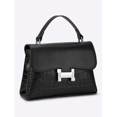 Handtasche HEINE, Damen, Gr. B/H/T: 26cm x 18cm x 9cm, schwarz, Viskosemischung, Metall, unifarben, Taschen Image