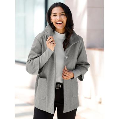 Langjacke CLASSIC BASICS, Damen, Gr. 44, grau (steingrau, anthrazit, gestreift), 100% Polyester, gemustert, gestreift, Langarm, Jacken Image