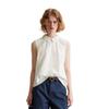 Blusentop MARC O'POLO DENIM, Damen, Gr. XS, weiß (silky weiß), Web, Obermaterial: 100% Baumwolle, casual, regular fit hüftbedeckend, ohne Ärmel, Blusen, Knopfleiste und Faltendetails am Rücken, ärmellos