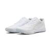 Trainingsschuh PUMA "Accelerate Turbo 4 Handballschuhe Erwachsene", Gr. 45, weiß silber ash gray metallic, Obermaterial: Textil, Synthetik; Futter: Textil; Innensohle: Textil; Laufsohle: Gummi, Synthetik, Schuhe