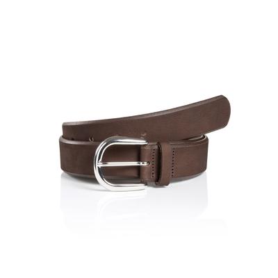 Ledergürtel MONTI "PAVIA", Damen, Gr. 95, braun (dunkelbraun), Rindsleder, unifarben, casual, Gürtel, aus Nubukleder mit glänzender Dornschließe – 3,5 cm breit Image