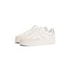 Plateausneaker TOMMY JEANS "THE GREENWICH FLATFORM", Damen, Gr. 42, silber (sanftes weiß, silberfarben), Leder, Lederimitat, kontrastfarbene Details, sportlich, Schuhe, Freizeitschuh, Halbschuh, Schnürerschuh mit Logoschriftzug