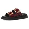 Pantolette TAMARIS, Damen, Gr. 41, rot (bordeaux kombiniert), Lederimitat, Schlangenoptik, modisch, Schuhe, Keilabsatz, Sommerschuh, Schlupfschuh, verstellbare Schnallen