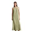 Midikleid MARC O'POLO "aus fließendem Naia™-Twill", Damen, Gr. 38, Normalgrößen, smooth sage, Obermaterial: 100% Acetat, unifarben, weit wadenlang, Rundhals, ohne Ärmel, Kleider