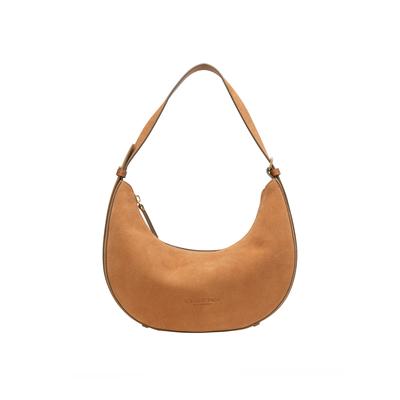 Umhängetasche MARC O'POLO "aus softem Veloursleder", Damen, Gr. B/H/T: 23cm x 33cm x 6cm, true camel, Leder, unifarben, Taschen Image