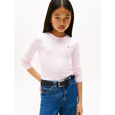 Langarmshirt TOMMY HILFIGER "POINTELLE TOP LS", Mädchen, Gr. 12 (152), rosa (light pink), Single Jersey, Obermaterial: 94% Baumwolle, 6% Elasthan, unifarben, casual, regular fit taillenlang, Rundhals, Langarm, Shirts, für Kinder bis 16 Jahre, mit... Image