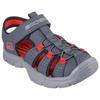 Sandale SKECHERS "RELIX-VALDEX", Kinder, Gr. 30, grau (grau, rot), Lederimitat, Textil, kontrastfarbene Details, sportlich, Schuhe, Badesandale mit leichter Laufsohle, Größenschablone zum Download
