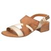 Sandalette MUSTANG SHOES, Damen, Gr. 40, cognacfarben, goldfarben, Lederimitat, vintage, metallic, elegant, Schuhe, Sandalette, Festtagsschuh mit Metallic-Einsätzen