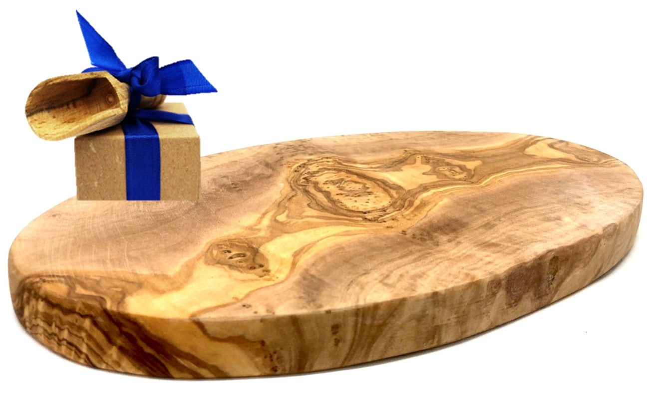 Frühstücksbrett OLIVENHOLZ-ERLEBEN "Brett oval, aus Olivenholz 24 cm", braun, B:15cm H:1,5cm L:25cm, Massivholz, Schneidebretter, platzsparende Form ist ideal für Frühstück, Snacks oder Servieren Image