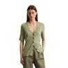 T-Shirt MARC O'POLO "aus softem Modal-Organic-Cotton-Mix", Damen, Gr. XL, smooth sage, Obermaterial: 50% Modal, 50% Baumwolle, unifarben, Basic, slim fit, V-Ausschnitt, Kurzarm, Shirts