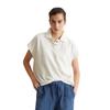 Poloshirt MARC O'POLO DENIM, Damen, Gr. M, weiß (silky weiß), Frottee, Obermaterial: 100% Baumwolle, casual, loose fit, Kurzarm, Shirts, aus Frottee, locker geschnitten