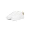 Plateausneaker TOMMY HILFIGER "ESSENTIAL PLATFORM COURT SNEAKER", Damen, Gr. 42, gold (weiß, goldfarben), Leder, sportlich, Schuhe, Freizeitschuh, Halbschuh, Schnürschuh mit gepolstertem Schaftrand