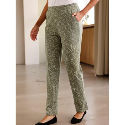 Schlupfhose, Damen, Gr. 44, Normalgrößen, grün (khaki, sand, bedruckt), 100% Baumwolle, geblümt, gemustert, Hosen Image