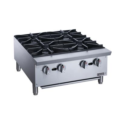 Dukers DCHPB24 24" Gas Hotplate w/ 4 Burners & Manual Controls, Convertible, Stainless Steel, Gas Type: Convertible