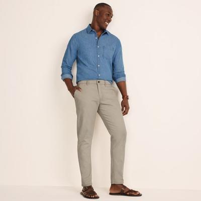 Belted Textured Chinos, Straight Fit, Men, size: 32, regular, Ivory, Cotton/Lyocell/Cotton-blend, by Lands' End