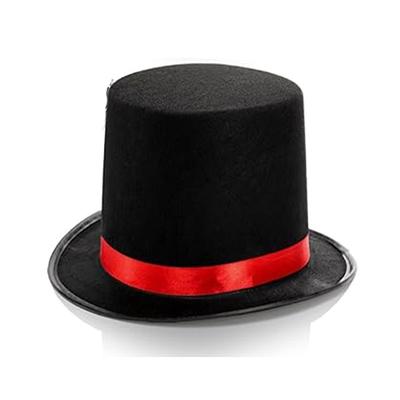 Magic Hat Red Ribbon Lincoln Hat Hat Style Black Lincoln Stage Performance Black Hat Tall Hat