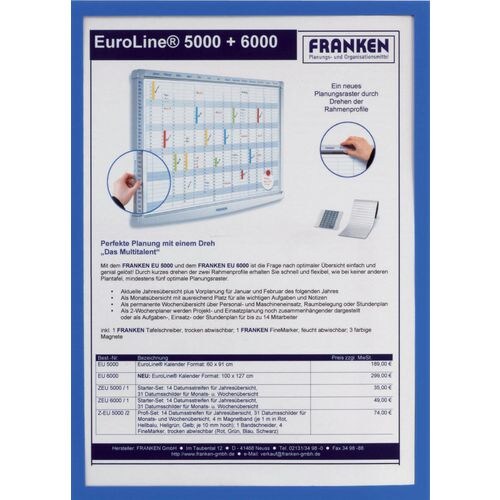 Franken X-tra!Line DIN A4 Inforahmen Selbstklebend Blau Kunststoff ITSA4S/5 03 16,8 (B) x 23 (H) cm 5 Stück Image