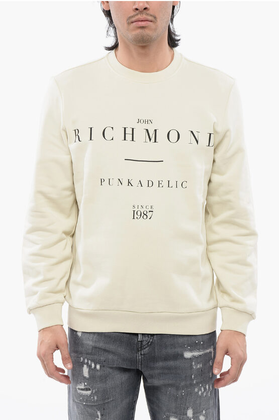 Sweatshirt aus gebürsteter Baumwolle mit Rundhalsausschnitt und Logo-Print Image