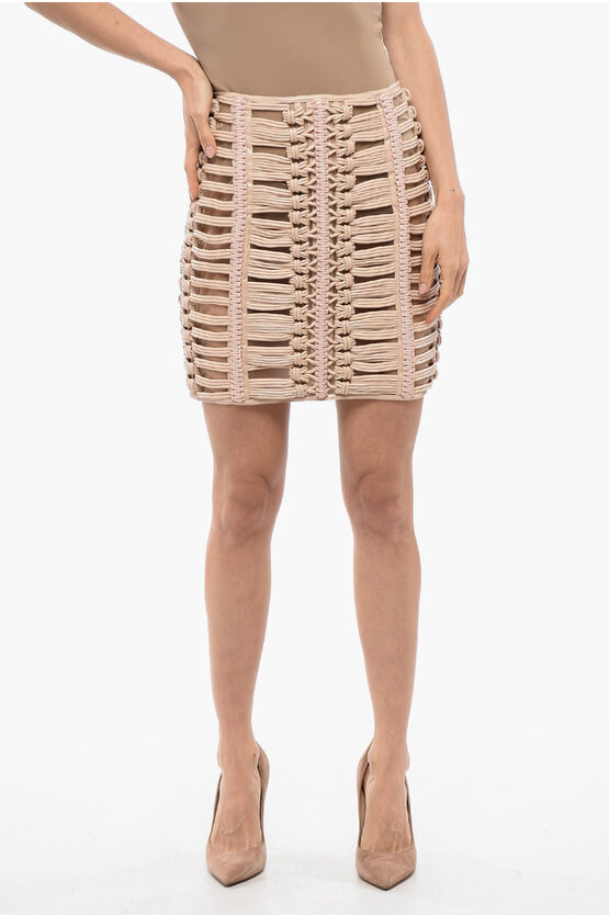 Durchsichtiger REVIVAL Minirock aus gewebtem Öko-Leder in Pink Image