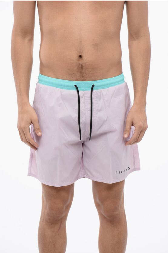 Zweifarbiger Boxer-Badeanzug in Azzurro, Rosa Image