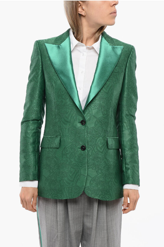 Bestickter RANBU-Blazer mit steigendem Revers in Grün Image